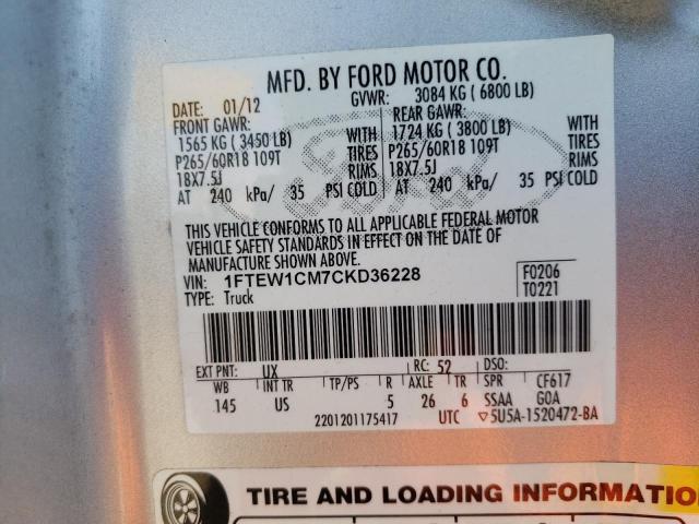 Photo 10 from auction – 2012 FORD F150 SUPER with VIN 1FTEW1CM7CKD36228