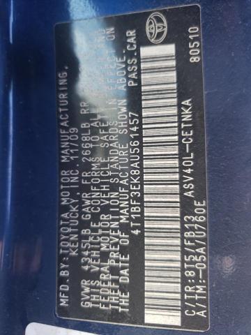 Photo 10 from auction – 2010 TOYOTA CAMRY BASE with VIN 4T1BF3EK8AU561457
