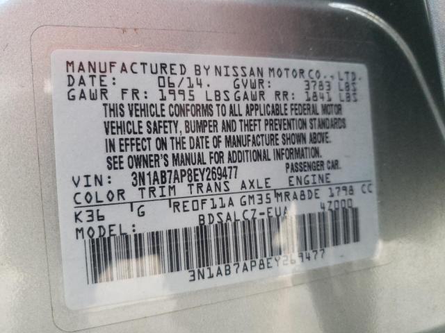 Photo 10 from auction – 2014 NISSAN SENTRA S with VIN 3N1AB7AP8EY269477