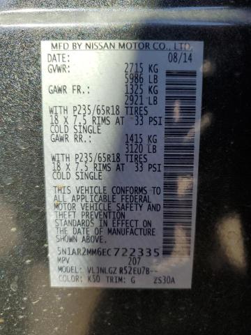 Photo 10 from auction – 2014 NISSAN PATHFINDER with VIN 5N1AR2MM6EC722335