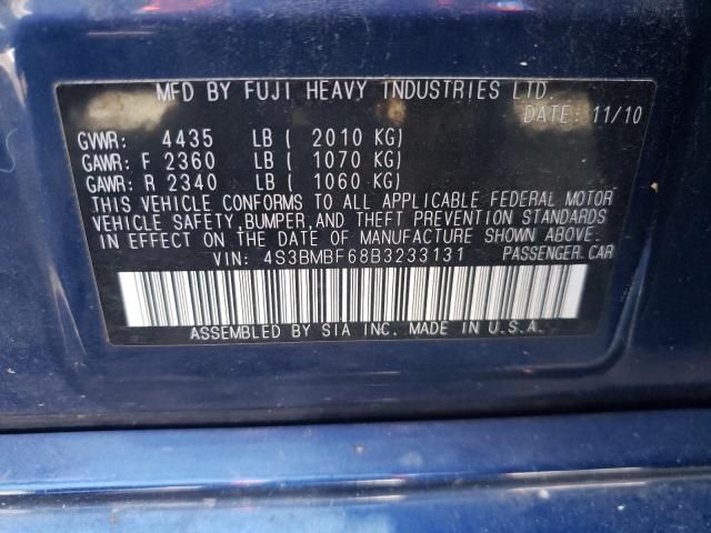 Photo 10 from auction – 2011 SUBARU LEGACY 2.5 with VIN 4S3BMBF68B3233131