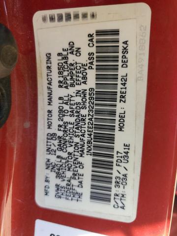 Photo 10 from auction – 2010 TOYOTA COROLLA BA with VIN 1NXBU4EE2AZ322959