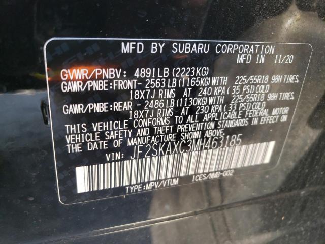 Photo 10 from auction – 2021 SUBARU FORESTER T with VIN JF2SKAXC3MH463185