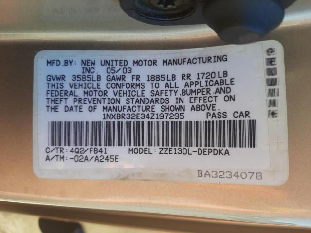 Photo 10 from auction – 2004 TOYOTA COROLLA CE with VIN 1NXBR32E34Z197295