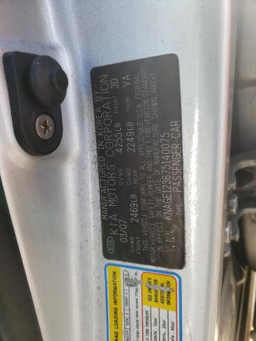 Photo 10 from auction – 2007 KIA OPTIMA LX with VIN KNAGE123675140075