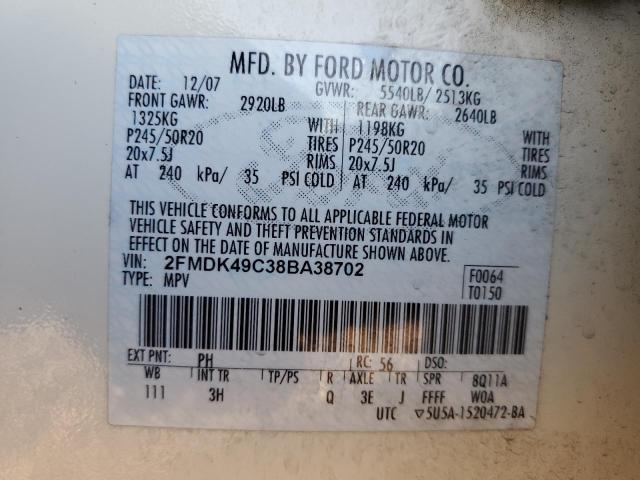 Photo 10 from auction – 2008 FORD EDGE LIMIT with VIN 2FMDK49C38BA38702