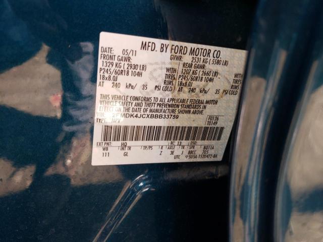 Photo 10 from auction – 2011 FORD EDGE SEL with VIN 2FMDK4JCXBBB33759