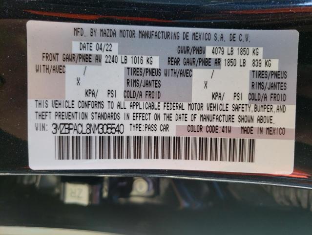 Photo 10 from auction – 2022 MAZDA 3 PREFERRE with VIN 3MZBPACL8NM305540