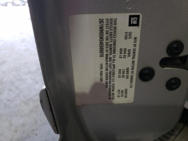 Photo 10 from auction – 2004 CHEVROLET IMPALA LS with VIN 2G1WH55K549306870