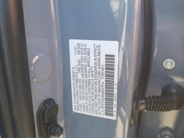 Photo 10 from auction – 2022 HONDA PILOT SE with VIN 5FNYF6H26NB027514