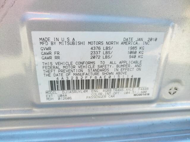 Photo 10 from auction – 2010 MITSUBISHI GALANT FE with VIN 4A32B2FF6AE015114