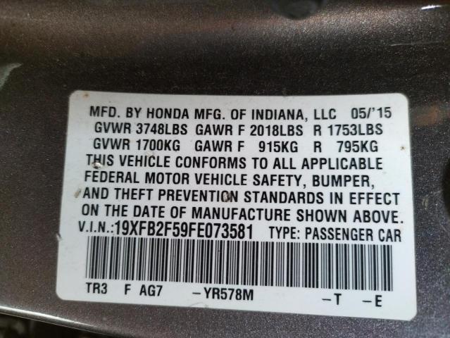 Photo 10 from auction – 2015 HONDA CIVIC LX with VIN 19XFB2F59FE073581