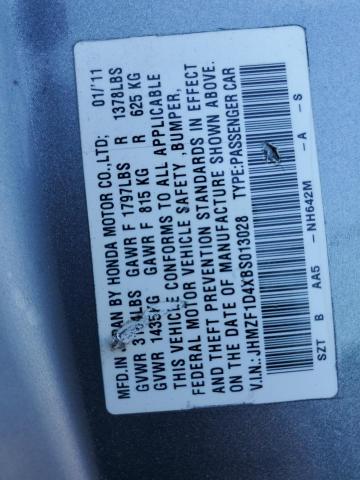 Photo 10 from auction – 2011 HONDA CR-Z with VIN JHMZF1D4XBS013028