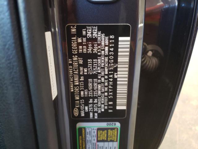 Photo 10 from auction – 2016 KIA SORENTO EX with VIN 5XYPH4A11GG034118