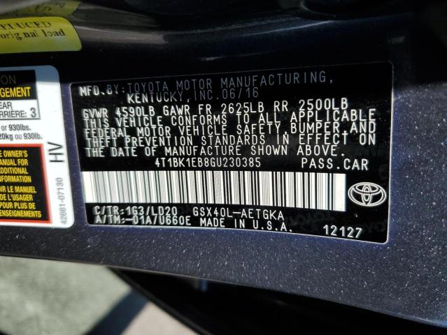 Photo 10 from auction – 2016 TOYOTA AVALON XLE with VIN 4T1BK1EB8GU230385