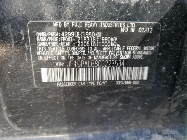 Photo 10 from auction – 2012 SUBARU IMPREZA SP with VIN JF1GPAL68CG223534