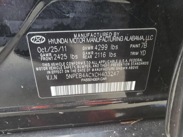 Photo 10 from auction – 2012 HYUNDAI SONATA GLS with VIN 5NPEB4ACXCH403247