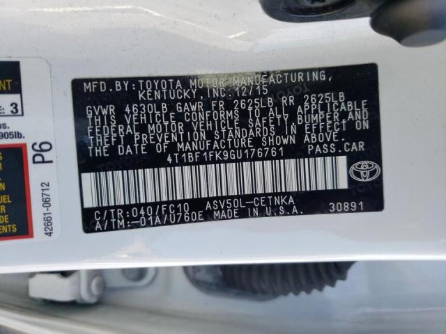Photo 10 from auction – 2016 TOYOTA CAMRY LE with VIN 4T1BF1FK9GU176761