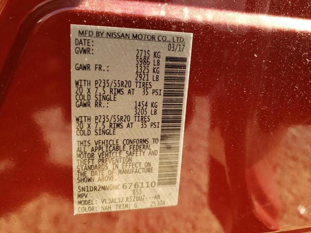 Photo 10 from auction – 2017 NISSAN PATHFINDER with VIN 5N1DR2MN0HC676110