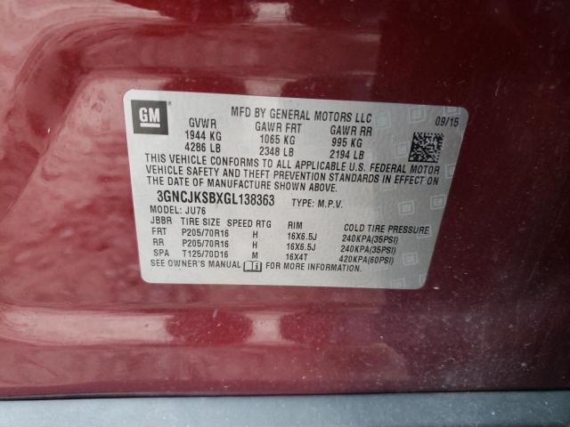 Photo 10 from auction – 2016 CHEVROLET TRAX LS with VIN 3GNCJKSBXGL138363