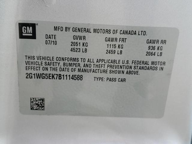 Photo 10 from auction – 2011 CHEVROLET IMPALA LT with VIN 2G1WG5EK7B1114588