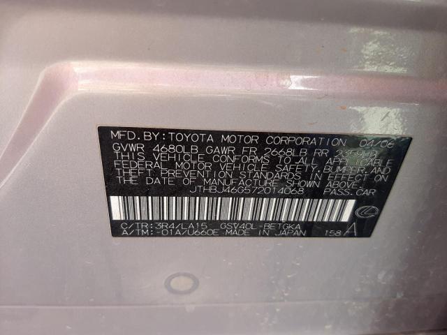 Photo 10 from auction – 2007 LEXUS ES 350 with VIN JTHBJ46G572014068