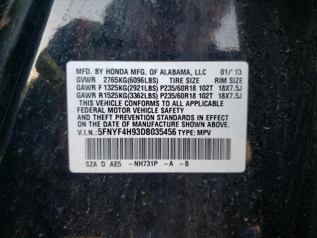 Photo 10 from auction – 2013 HONDA PILOT TOUR with VIN 5FNYF4H93DB035456