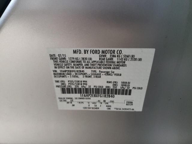 Photo 10 from auction – 2015 FORD TAURUS SEL with VIN 1FAHP2E8XFG182840