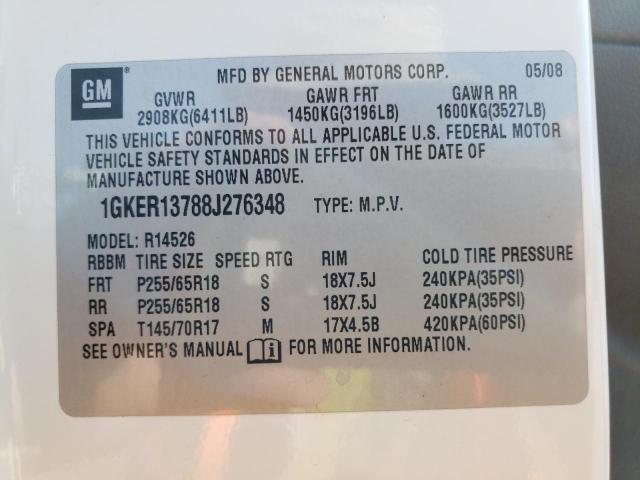 Photo 10 from auction – 2008 GMC ACADIA SLE with VIN 1GKER13788J276348