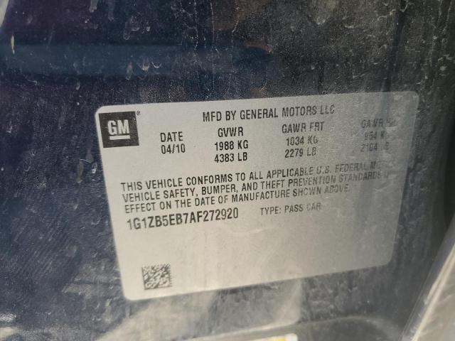 Photo 10 from auction – 2010 CHEVROLET MALIBU LS with VIN 1G1ZB5EB7AF272920