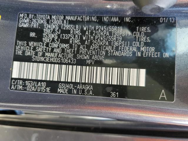 Photo 10 from auction – 2013 TOYOTA HIGHLANDER with VIN 5TDYK3EH0DS106433