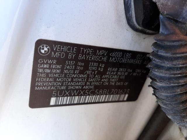 Photo 10 from auction – 2011 BMW X3 XDRIVE2 with VIN 5UXWX5C58BL701623