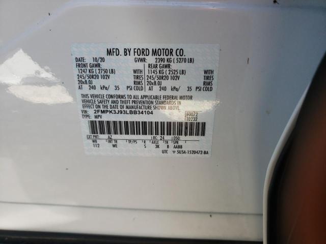 Photo 10 from auction – 2020 FORD EDGE SEL with VIN 2FMPK3J93LBB34104
