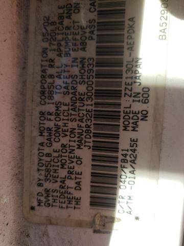 Photo 10 from auction – 2003 TOYOTA COROLLA CE with VIN JTDBR32E130005933