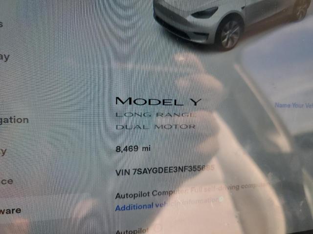 Photo 8 from auction – 2022 TESLA MODEL Y with VIN 7SAYGDEE3NF355685