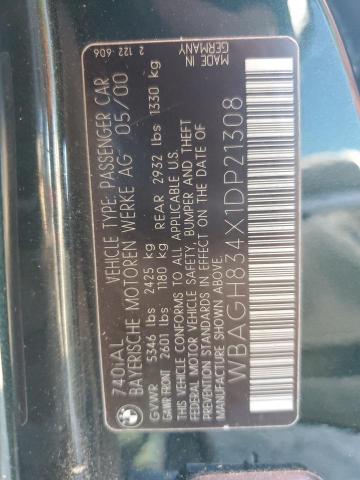 Photo 10 from auction – 2001 BMW 740 IL with VIN WBAGH834X1DP21308