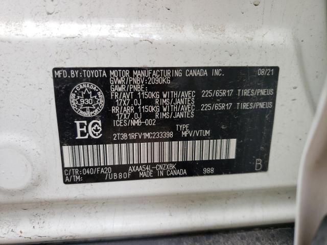 Photo 10 from auction – 2021 TOYOTA RAV4 LE with VIN 2T3B1RFV1MC233398
