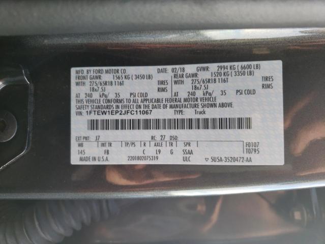 Photo 10 from auction – 2018 FORD F150 SUPER with VIN 1FTEW1EP2JFC11067