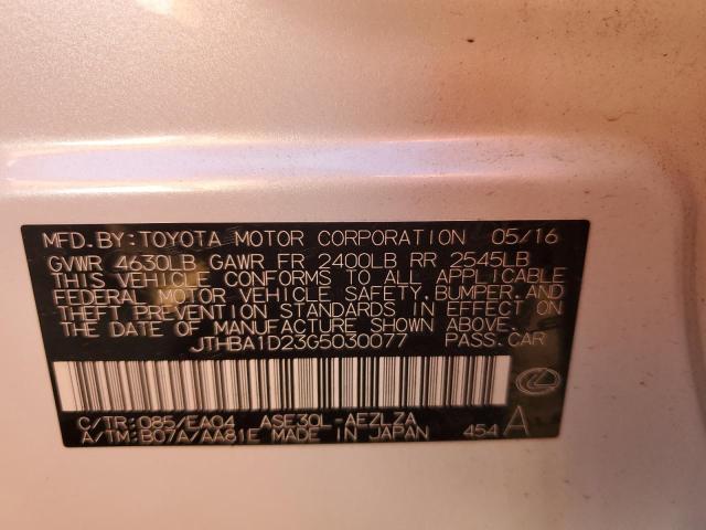 Photo 10 from auction – 2016 LEXUS IS 200T with VIN JTHBA1D23G5030077