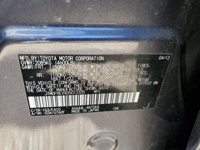 Photo 10 from auction – 2013 TOYOTA RAV4 LIMIT with VIN JTMDFREVXD5012335
