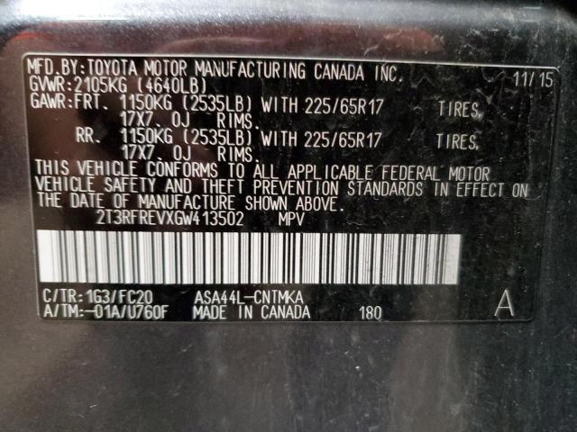 Photo 10 from auction – 2016 TOYOTA RAV4 XLE with VIN 2T3RFREVXGW413502