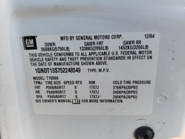 Photo 10 from auction – 2005 CHEVROLET TRAILBLAZE with VIN 1GNDT13S752248549