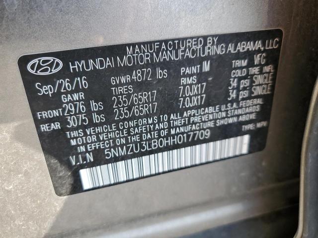 Photo 10 from auction – 2017 HYUNDAI SANTA FE S with VIN 5NMZU3LB0HH017709