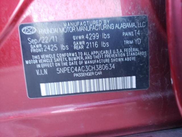 Photo 10 from auction – 2012 HYUNDAI SONATA SE with VIN 5NPEC4AC3CH380634