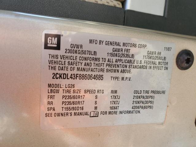 Photo 10 from auction – 2008 PONTIAC TORRENT with VIN 2CKDL43F886064685