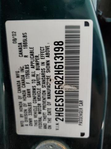 Photo 10 from auction – 2002 HONDA CIVIC LX with VIN 2HGES16582H613198