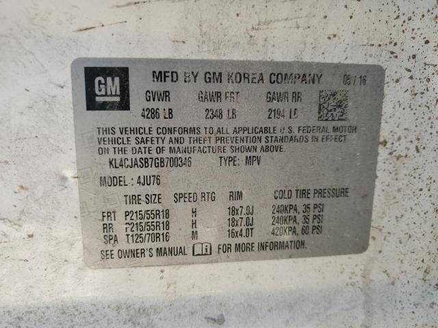 Photo 10 from auction – 2016 BUICK ENCORE with VIN KL4CJASB7GB700346