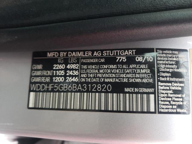 Photo 10 from auction – 2011 MERCEDES-BENZ E 350 with VIN WDDHF5GB6BA312820