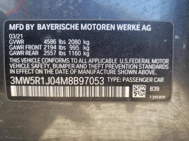 Photo 10 from auction – 2021 BMW 330I with VIN 3MW5R1J04M8B97053