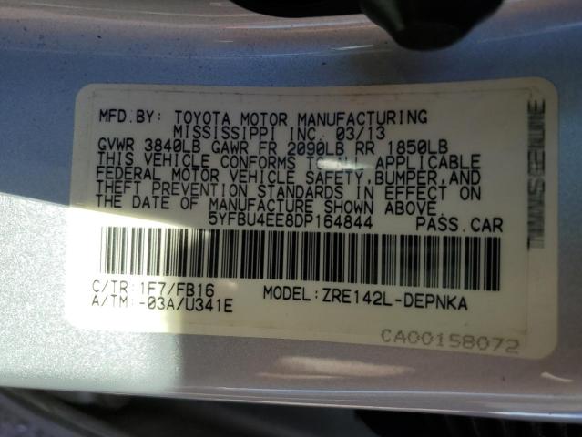 Photo 10 from auction – 2013 TOYOTA COROLLA BA with VIN 5YFBU4EE8DP164844